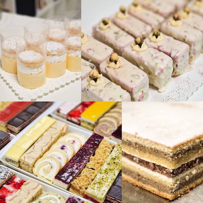 Pisani pladnji rezanega kremnega in mešanega peciva so popolna izbira za poročni sladki kotiček, kjer želite gostom ponuditi raznolikost okusov brez skrbi s peko. Vsak paket je sestavljen iz več različnih vrst domačih slaščic, skrbno izbranih tako, da vsak svat najde nekaj zase. Sladki kotiček lahko po dogovoru sestavimo tudi povsem po vajinih željah in ga prilagodimo slogu ter zgodbi vajine poroke.