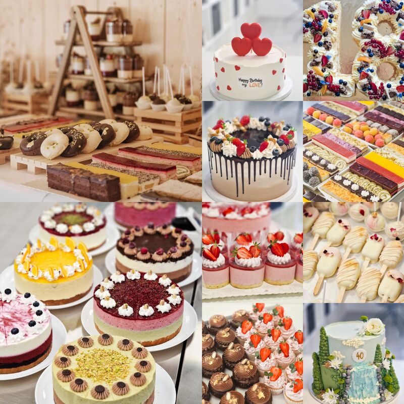 Pisani pladnji rezanega kremnega in mešanega peciva so popolna izbira za poročni sladki kotiček, kjer želite gostom ponuditi raznolikost okusov brez skrbi s peko. Vsak paket je sestavljen iz več različnih vrst domačih slaščic, skrbno izbranih tako, da vsak svat najde nekaj zase. Sladki kotiček lahko po dogovoru sestavimo tudi povsem po vajinih željah in ga prilagodimo slogu ter zgodbi vajine poroke.